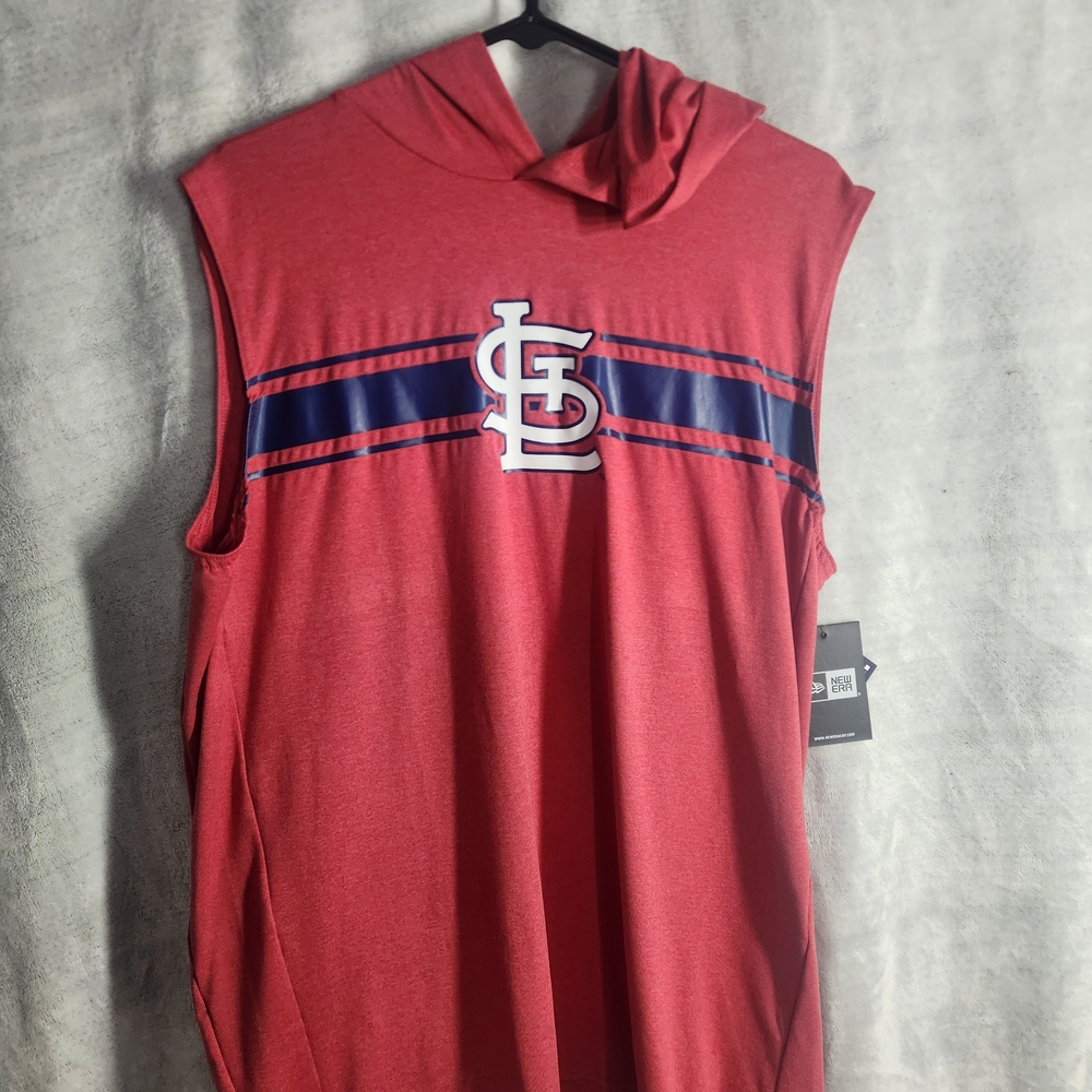 New Era Heathered Red Athletic Sleeveless Hooded Tank